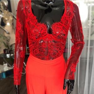 Red lace bodysuit